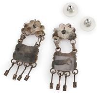 Navajo or Zuni Silver and Petit Point Turquoise Chandelier Post Earrings