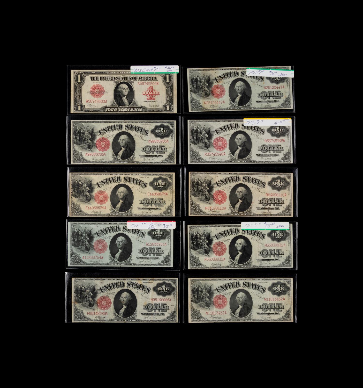 A Group of Nine Series 1917 $1 Legal Tender Notes