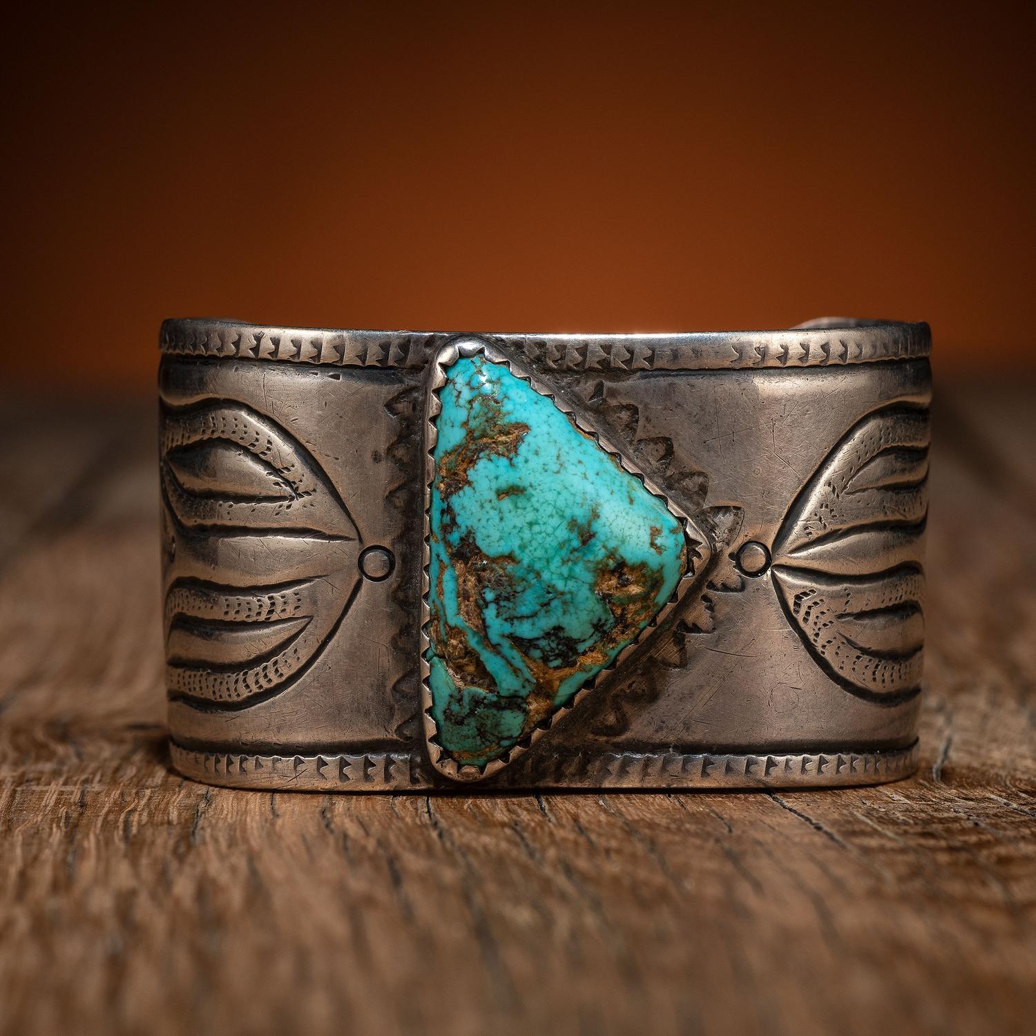 Navajo Silver and Turquoise Cuff Bracelet