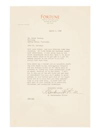 FULLER, R. Buckminster (1895-1983). Typed letter signed ("R. Buckminster Fuller"), to Carey Caraway. New York, 1 March 1940.