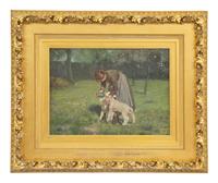 Girl Feeding the Lambs