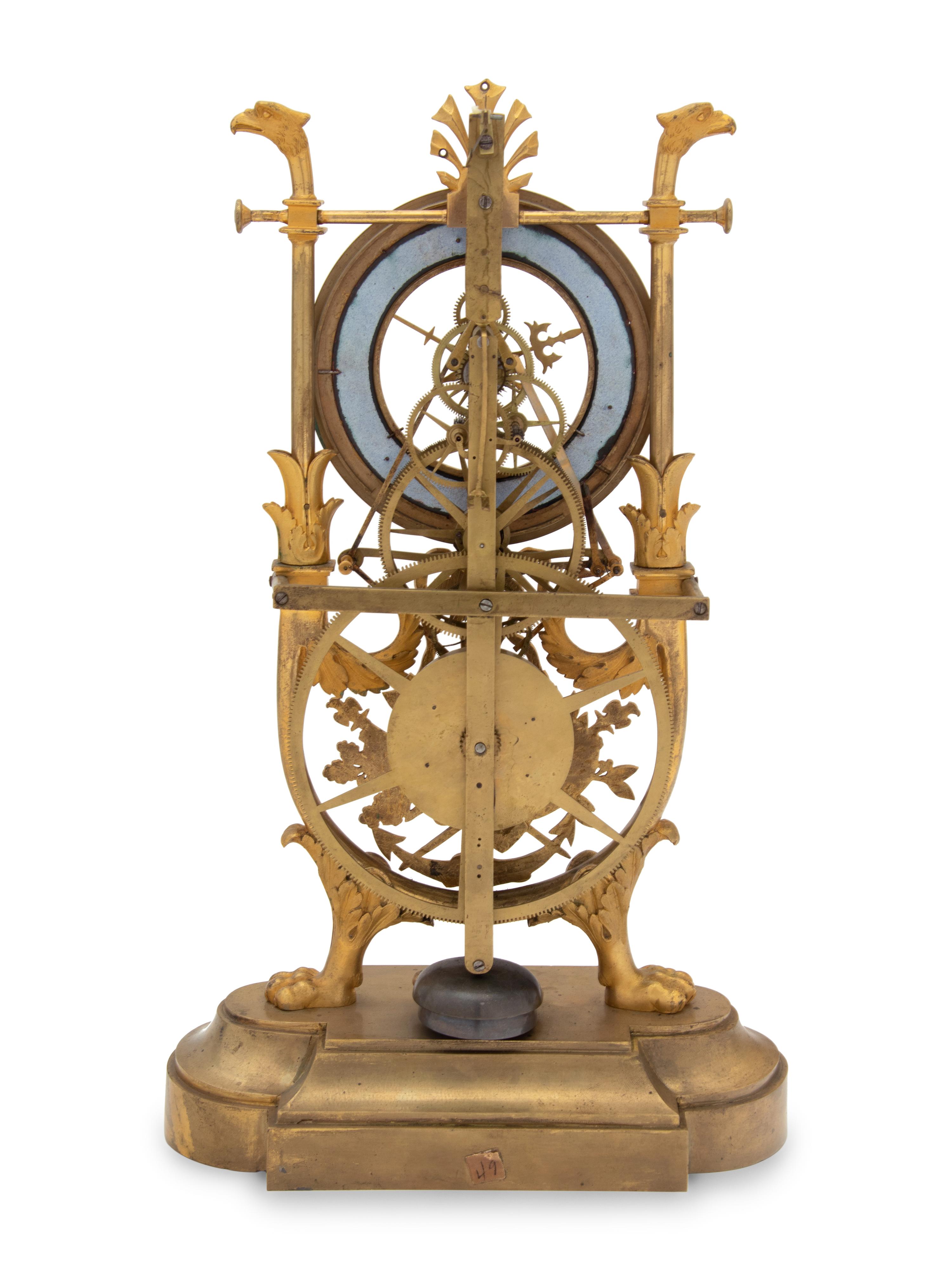 An Empire Style Gilt Bronze Mantel Clock