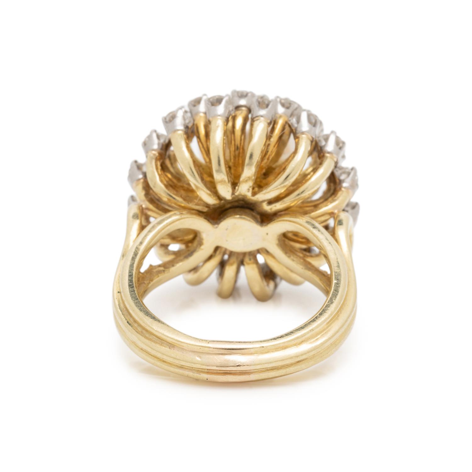 CULTURED PEARL, AND DIAMOND RING