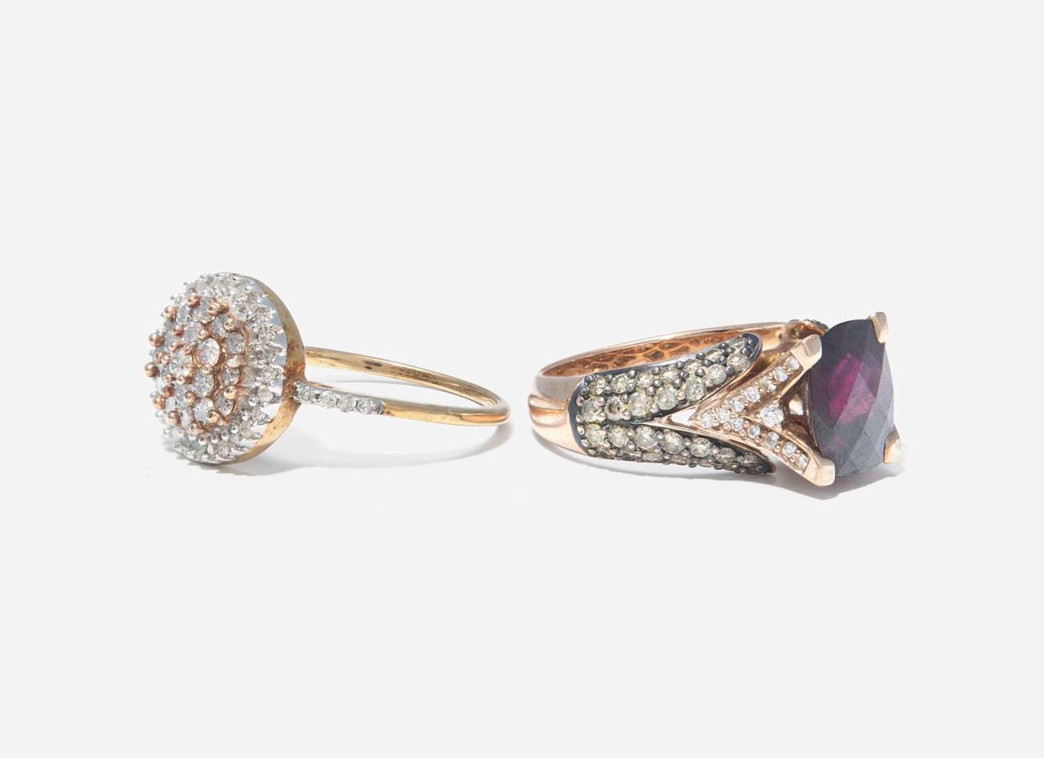 A Collection of Two Gold, Diamond, and Gemstone Rings