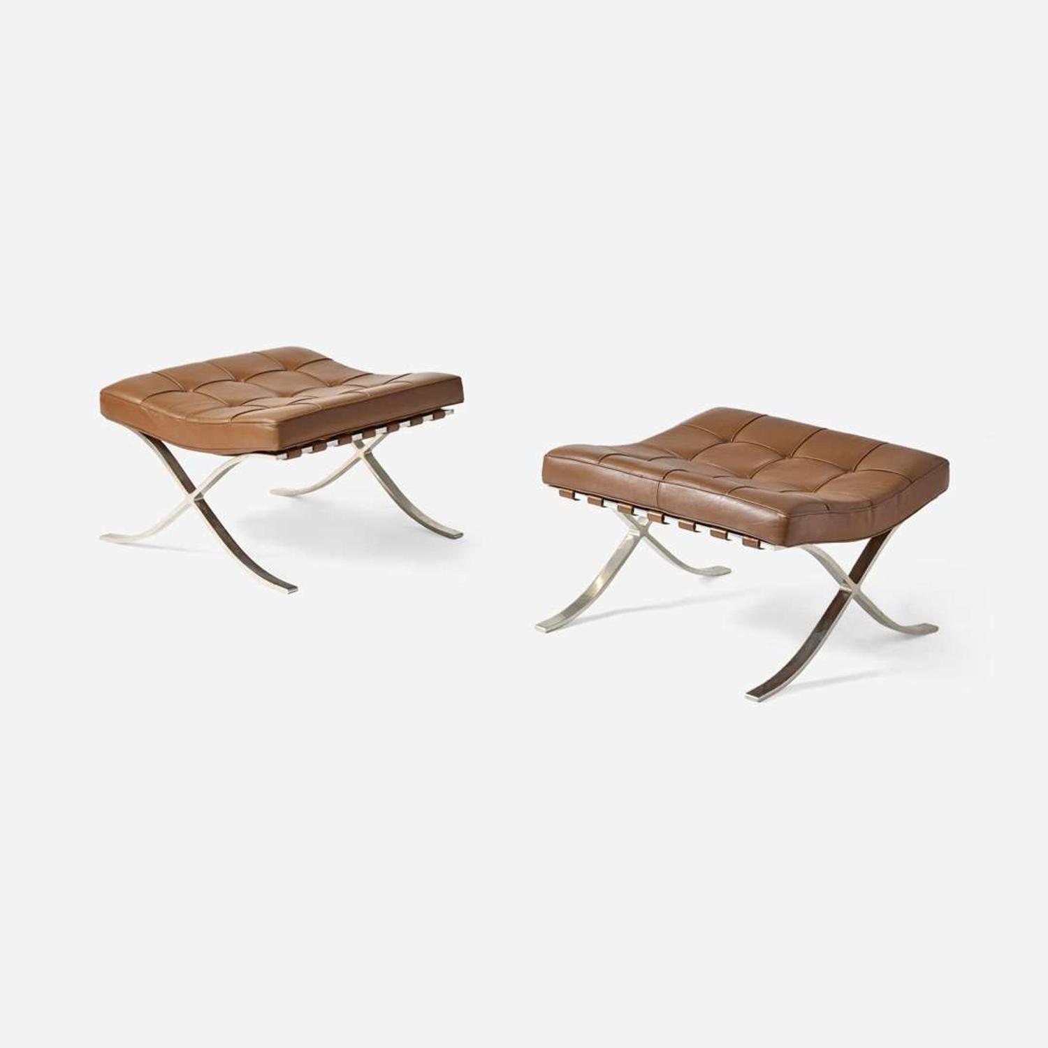 Ludwig Mies van der Rohe (German-American, 1886-1969) Pair of "Barcelona" Ottomans, Knoll International, USA, designed 1929, the present lot 1970s