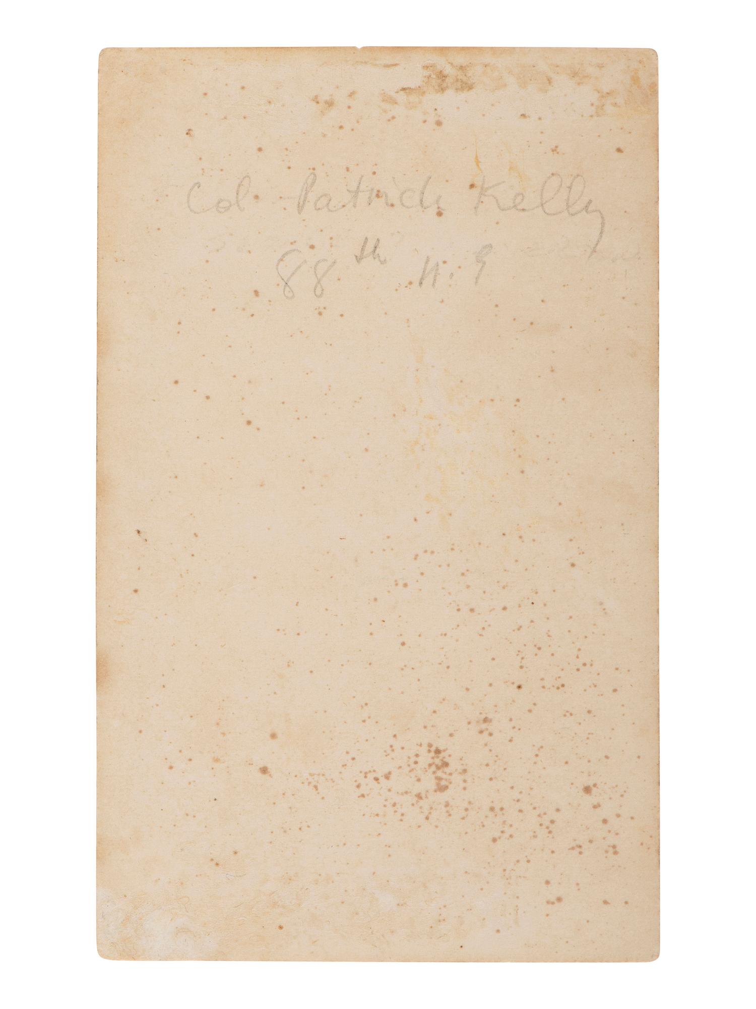 [CIVIL WAR - GETTYSBURG]. CDV of Colonel Patrick Kelly, commander of the famed Irish Brigade at Gettysburg, later KIA at Petersburg, VA.