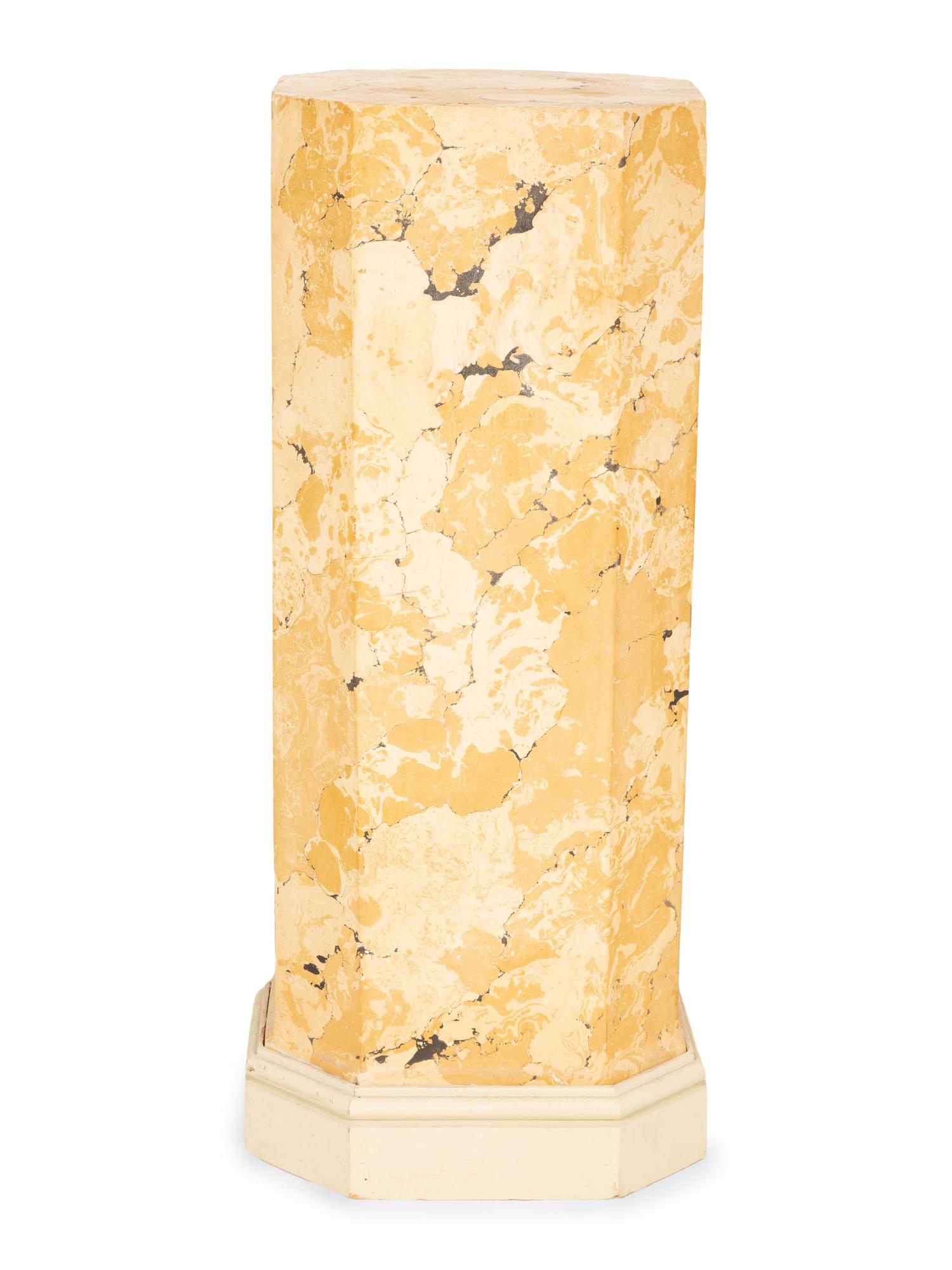 An Italian Painted and Parcel Gilt Tall Pedesta l