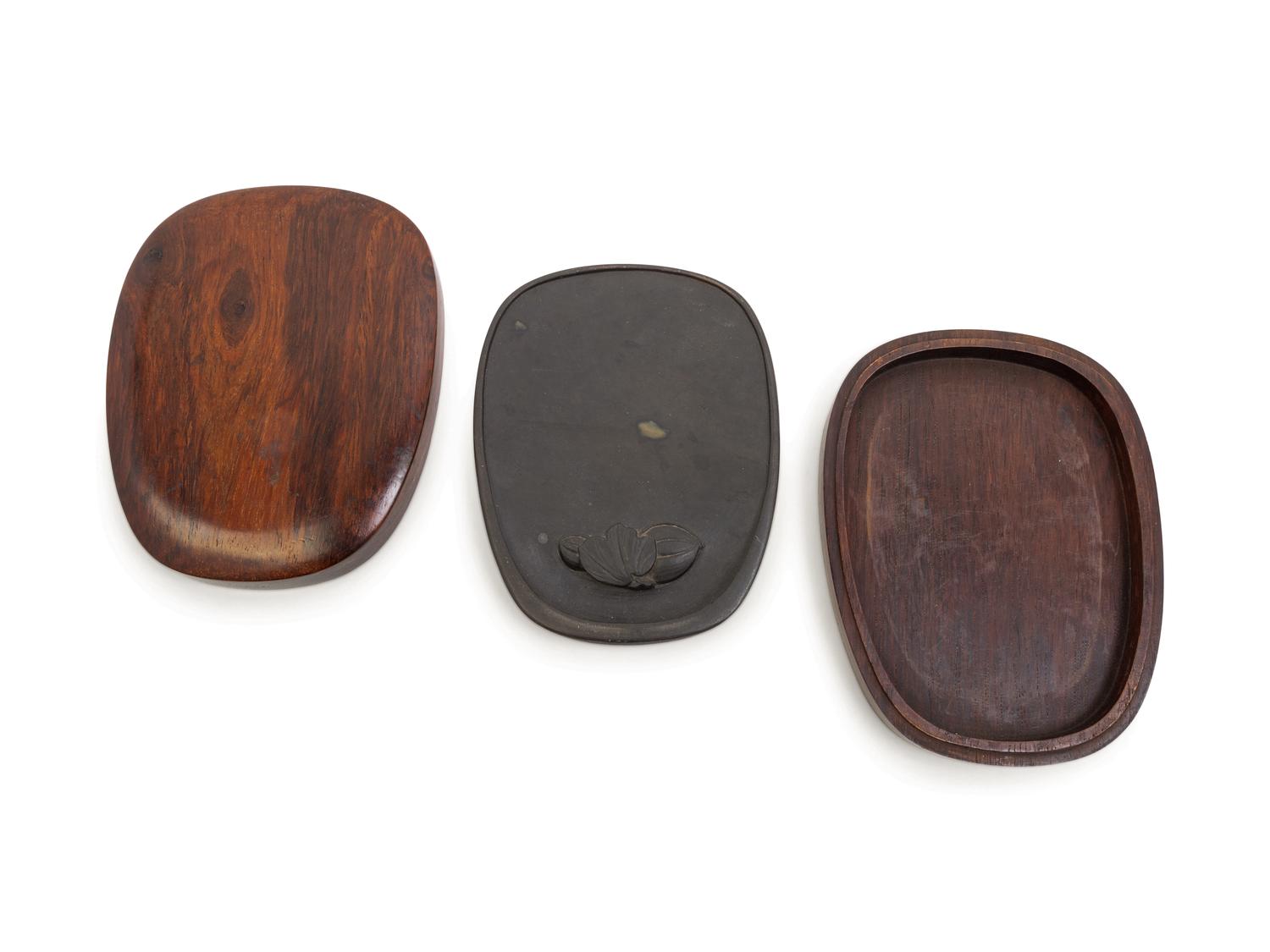 A Chinese Inkstone with a Fitted Hardwood Box