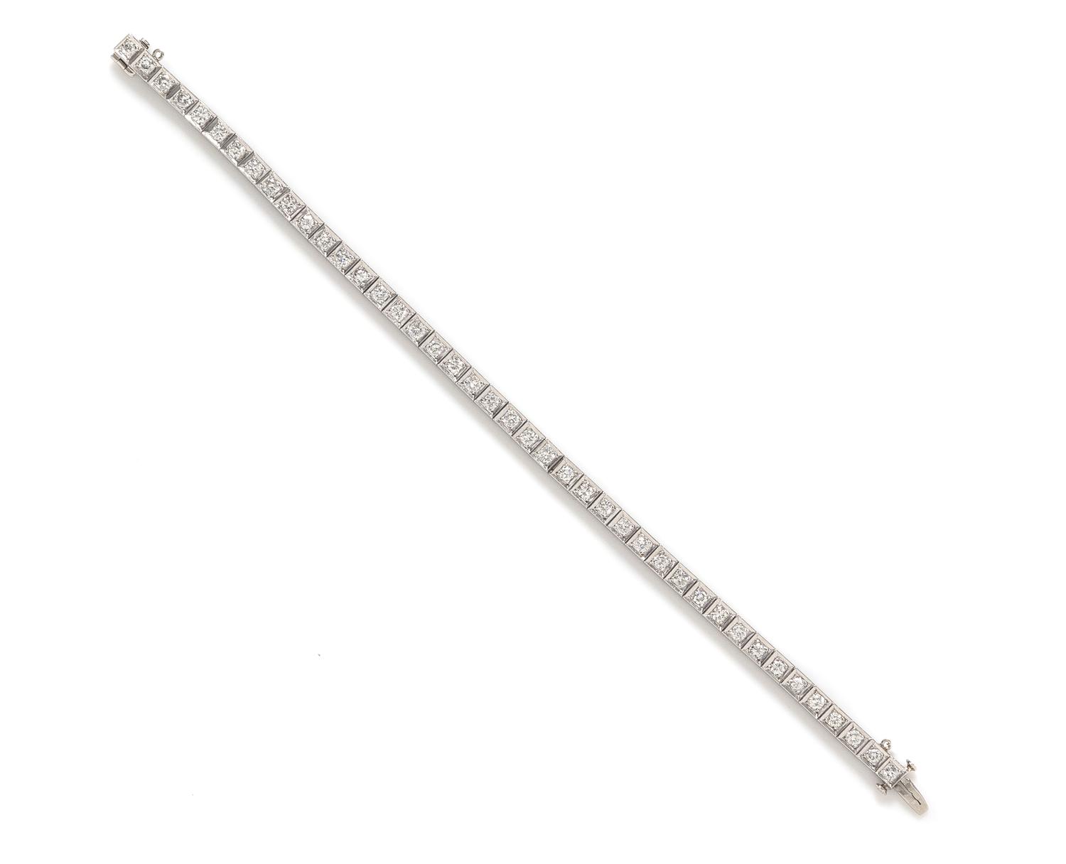 A Platinum and Diamond Line Bracelet, 12.50 dwts.