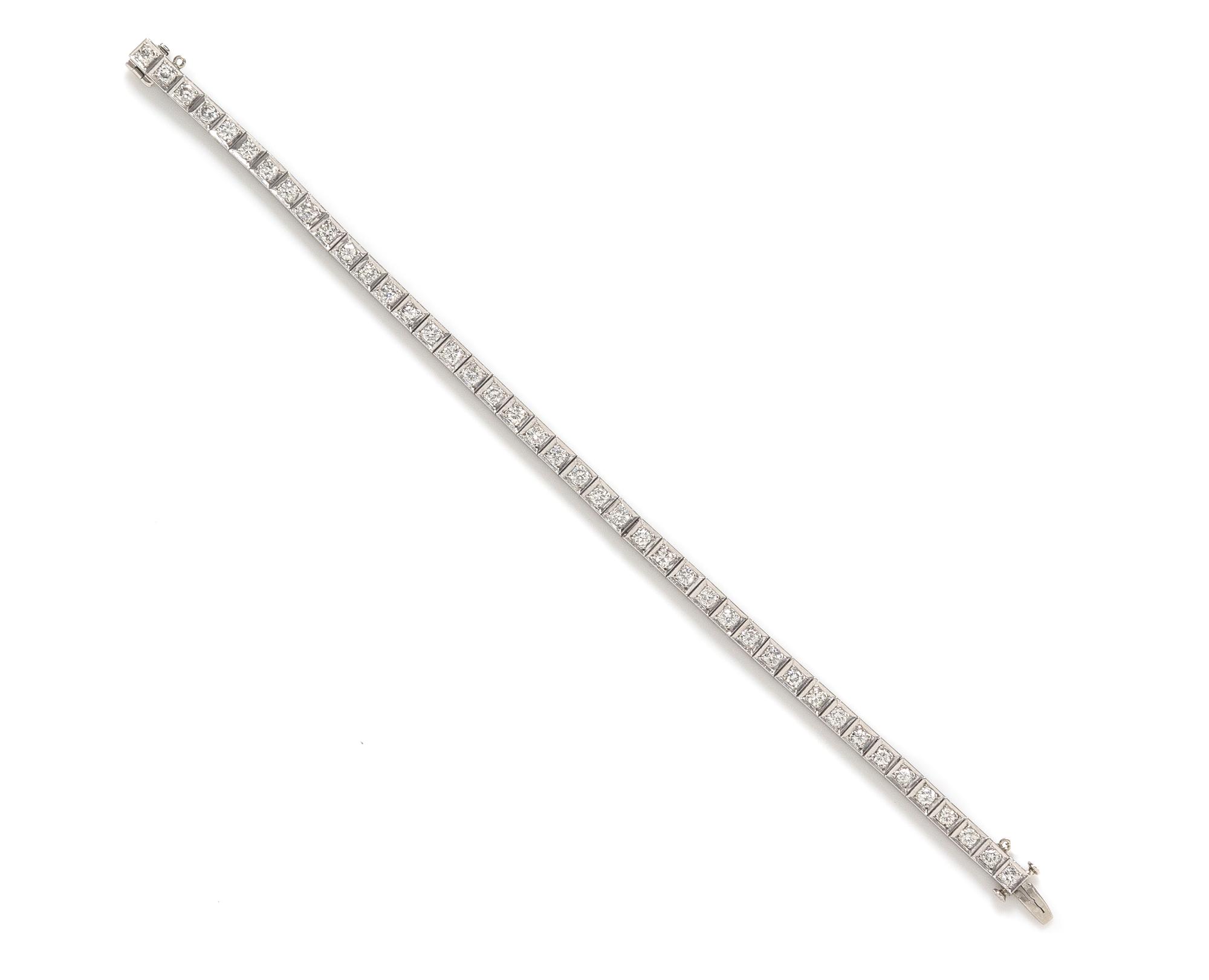 A Platinum and Diamond Line Bracelet, 12.50 dwts.