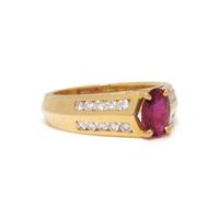 RUBY, DIAMOND, AND YELLOW GOLD RING