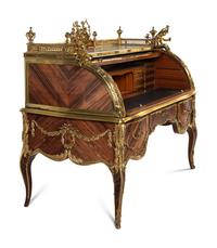 A Louis XV Style Gilt Bronze Mounted Marquetry Bureau à Cylindre
