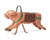 A Carved And Painted Wood Carousel Pig