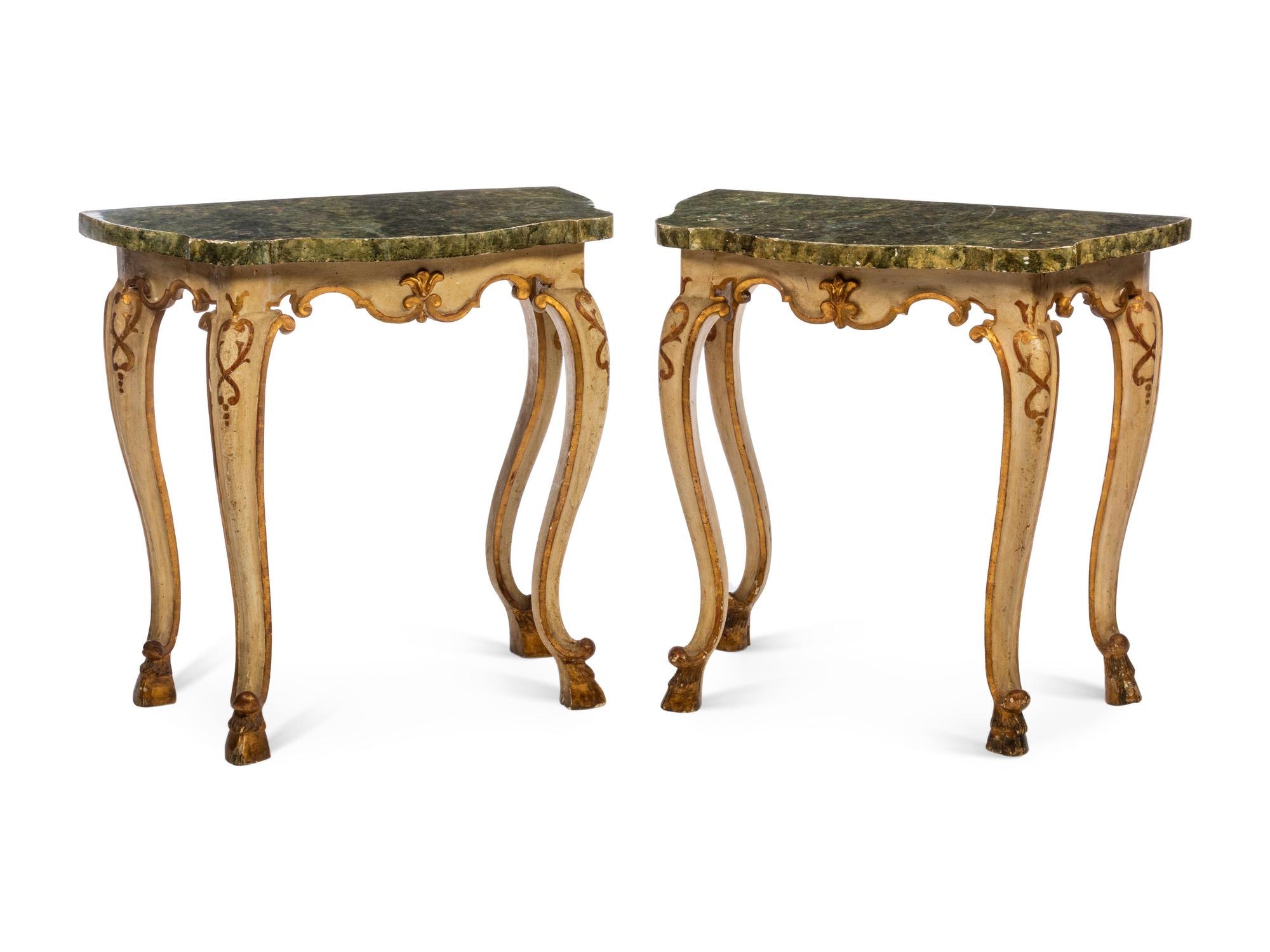 A Pair of Italian Painted Console Tables