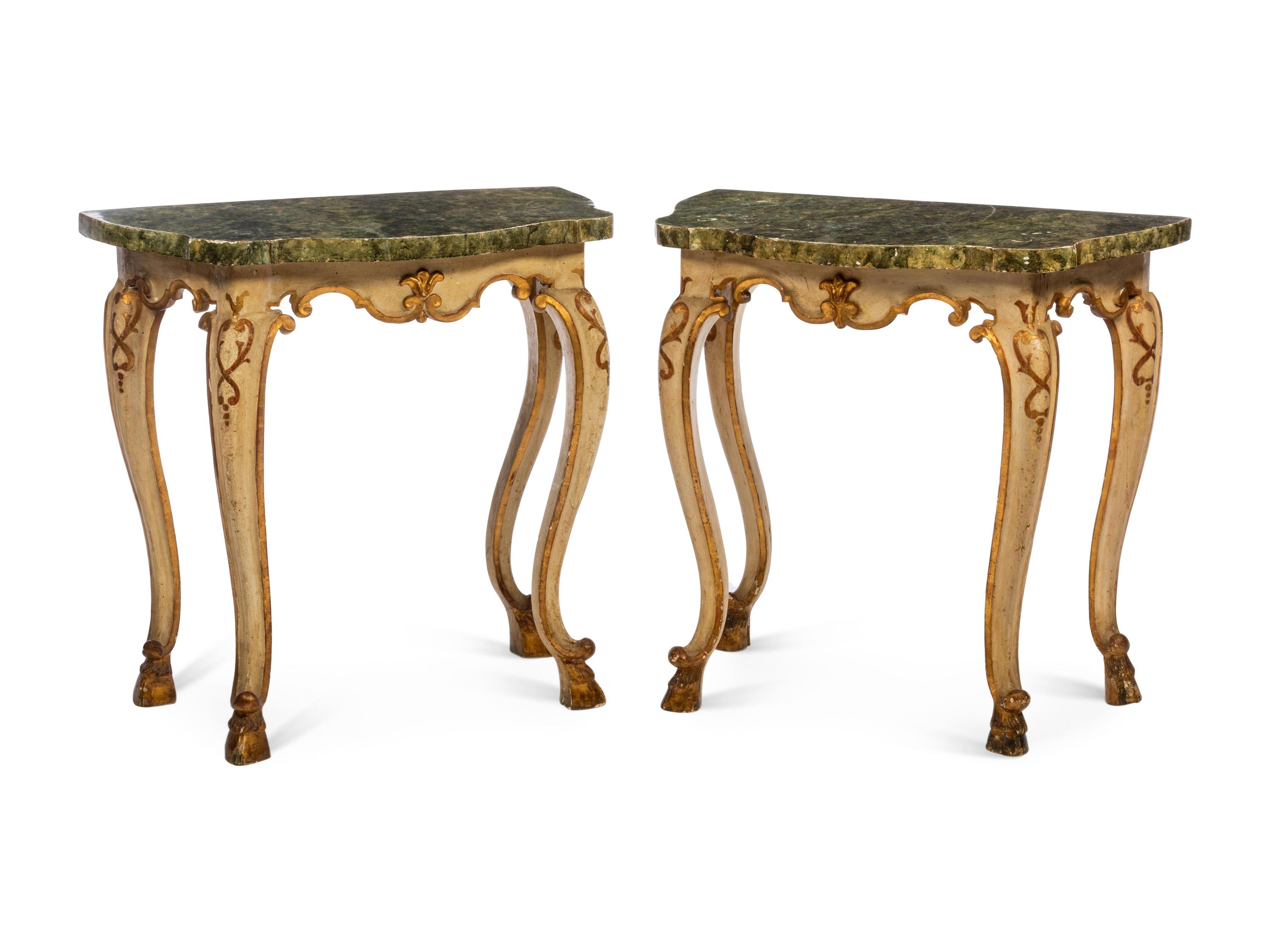 A Pair of Italian Painted Console Tables