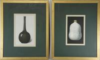 A Group of Four Ceramic Plates Height of tallest 22 1/2 inches.