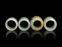 Four Chinese Jade Archer's Rings