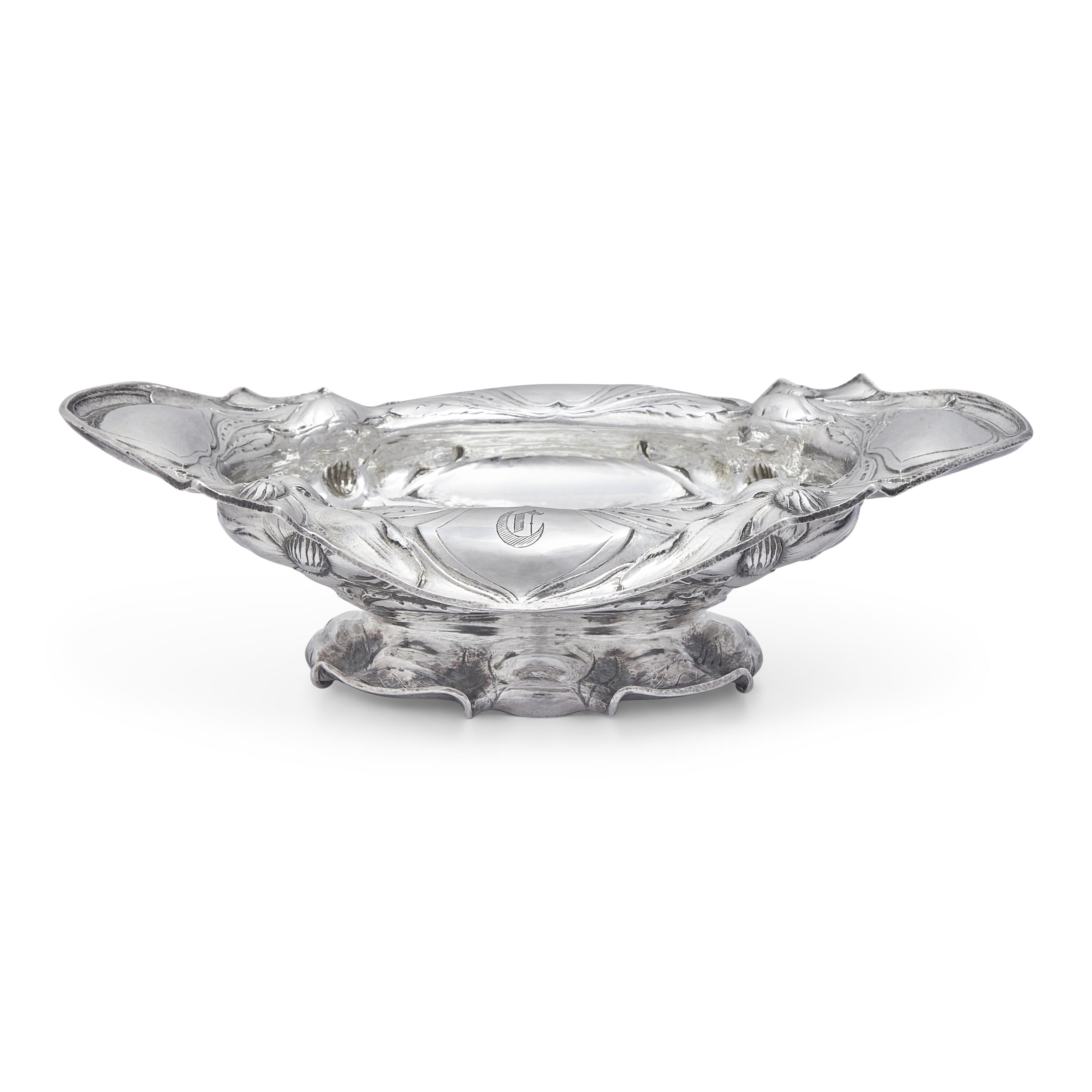An Art Nouveau Martele Silver Footed Dish