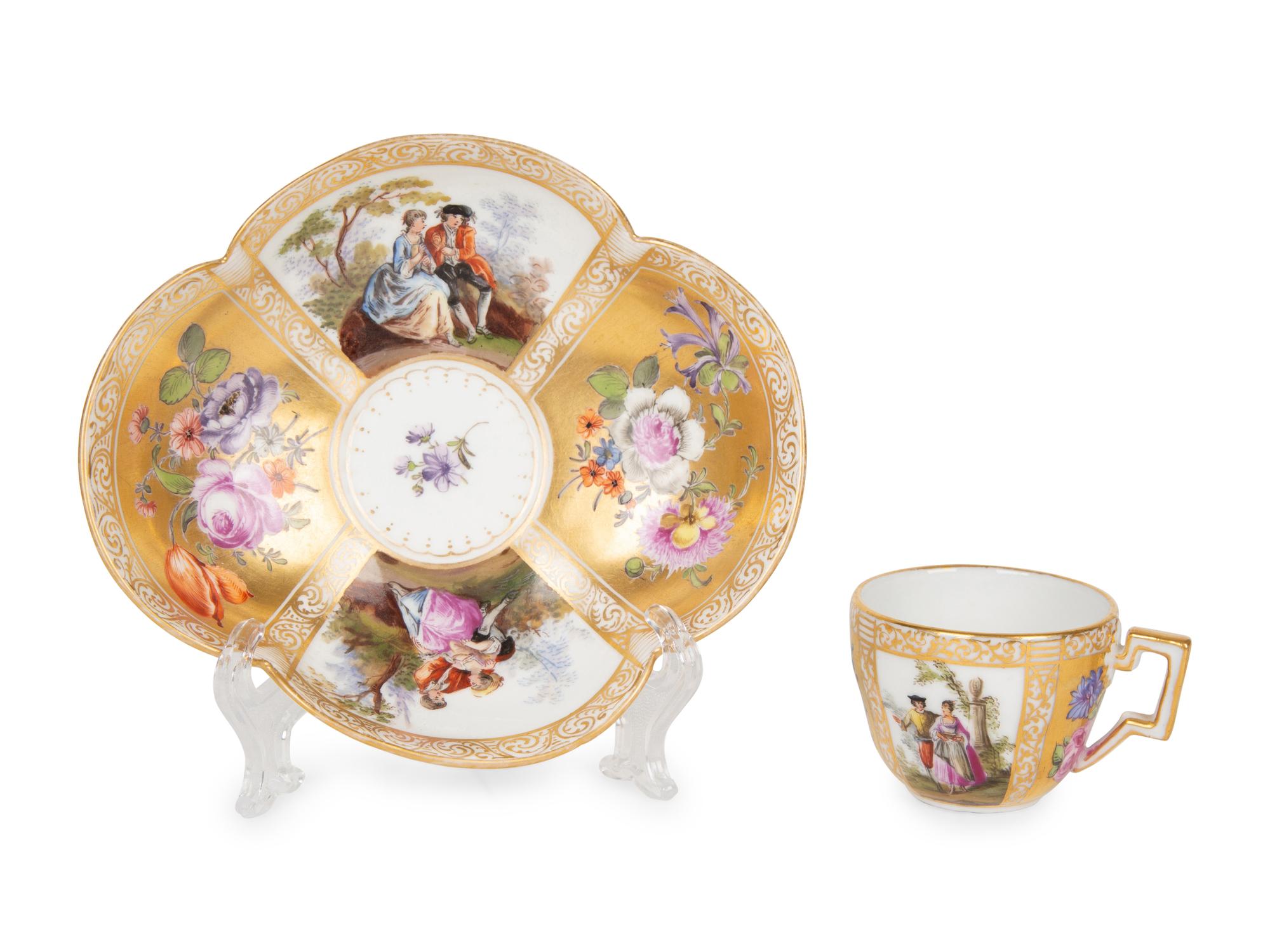 Eleven Meissen and Various Other Porcelain Teacups and Saucers — 19TH/20TH CENTURY