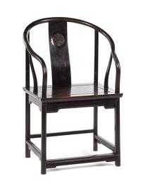 A Chinese Hardwood Horseshoe Back Armchair, Quanyi 19TH CENTURY OR EARLIER Height 39 1/2 inches. — 19TH CENTURY OR EARLIER