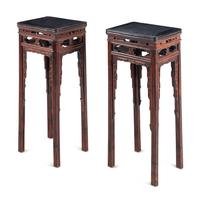 A Pair of Chinese Hardwood Pedestal Tables