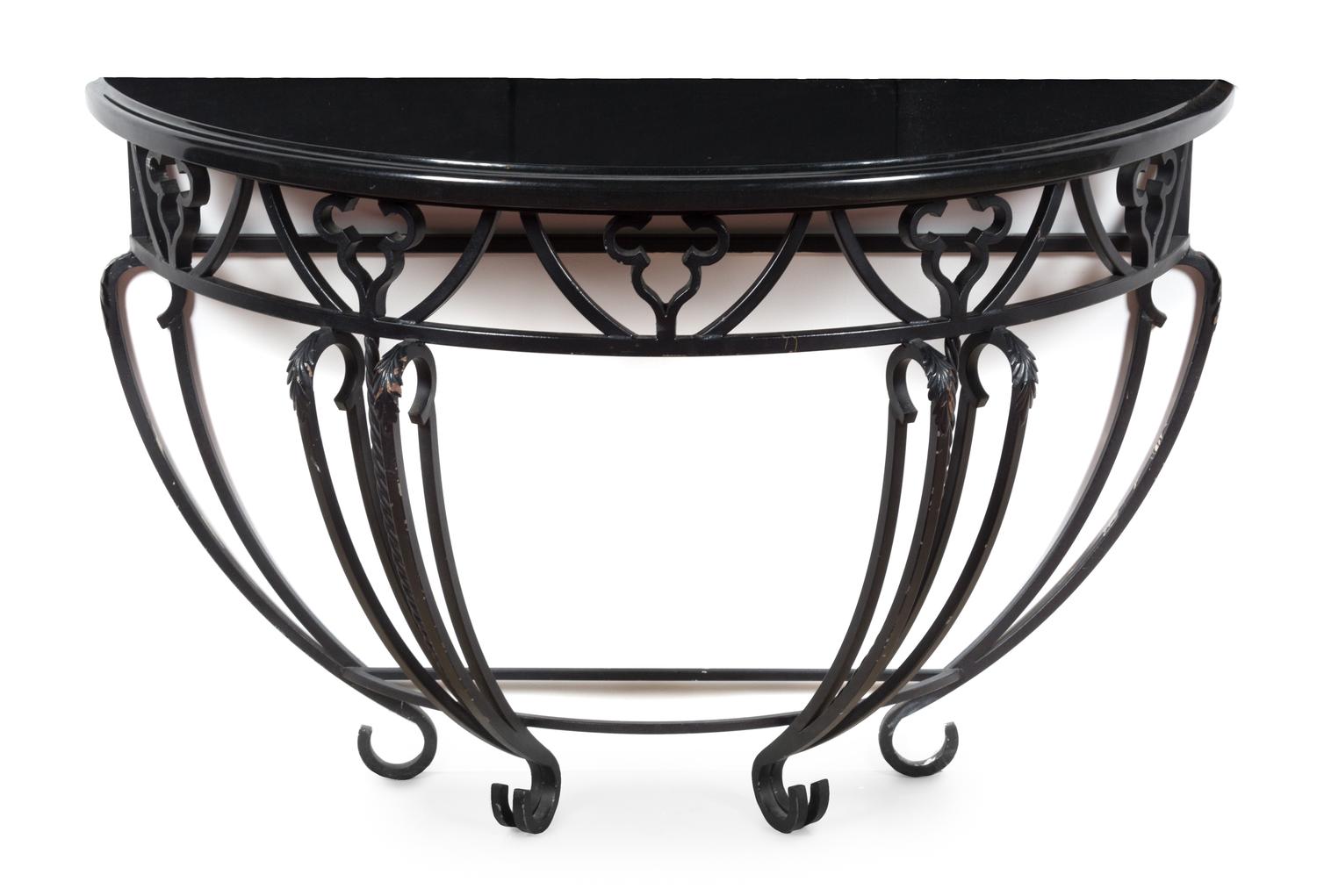 An Iron and Marble Console Table Height 33 3/4 inches. — LATE 20TH CENTURY