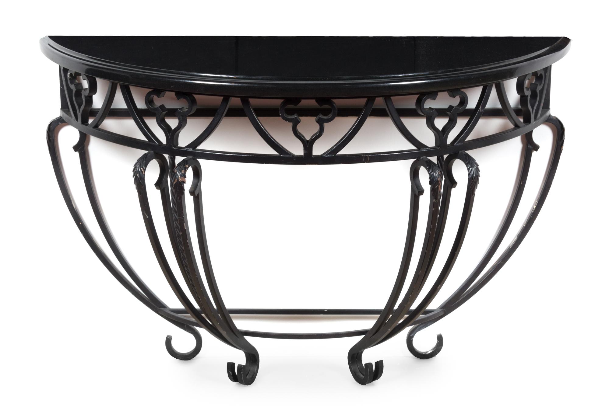 An Iron and Marble Console Table Height 33 3/4 inches. — LATE 20TH CENTURY
