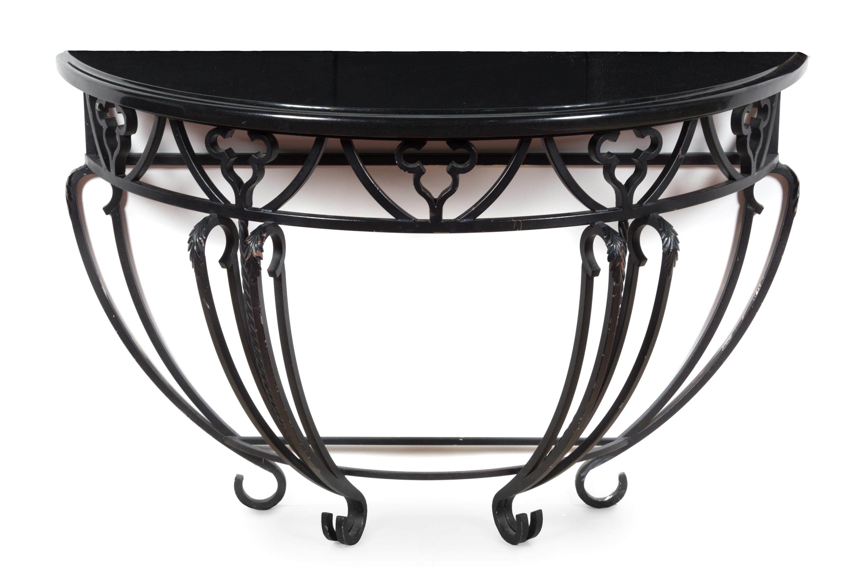 An Iron and Marble Console Table Height 33 3/4 inches. — LATE 20TH CENTURY