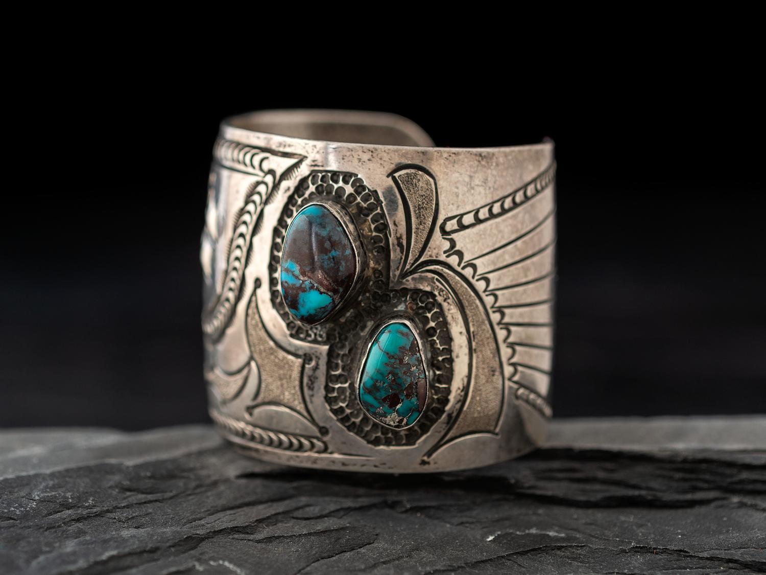 Silver and Bisbee Turquoise Cuff Bracelet