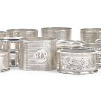 An Assembled Group of English Sterling Silver Napkin Rings