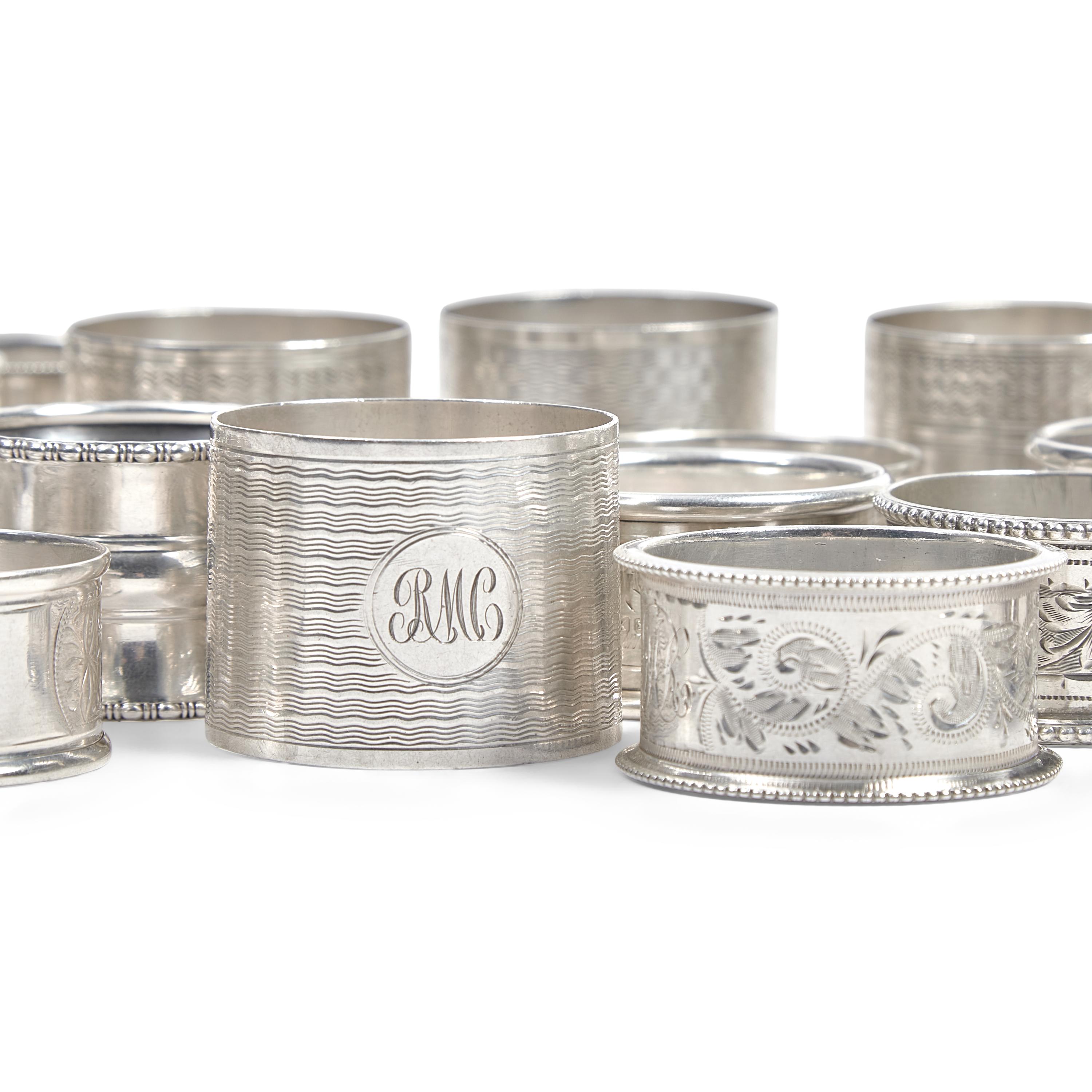 An Assembled Group of English Sterling Silver Napkin Rings