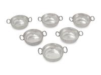 A Set of Six Silver Bowls with Handles