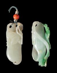 Two Chinese Jade and Jadeite Pendants
