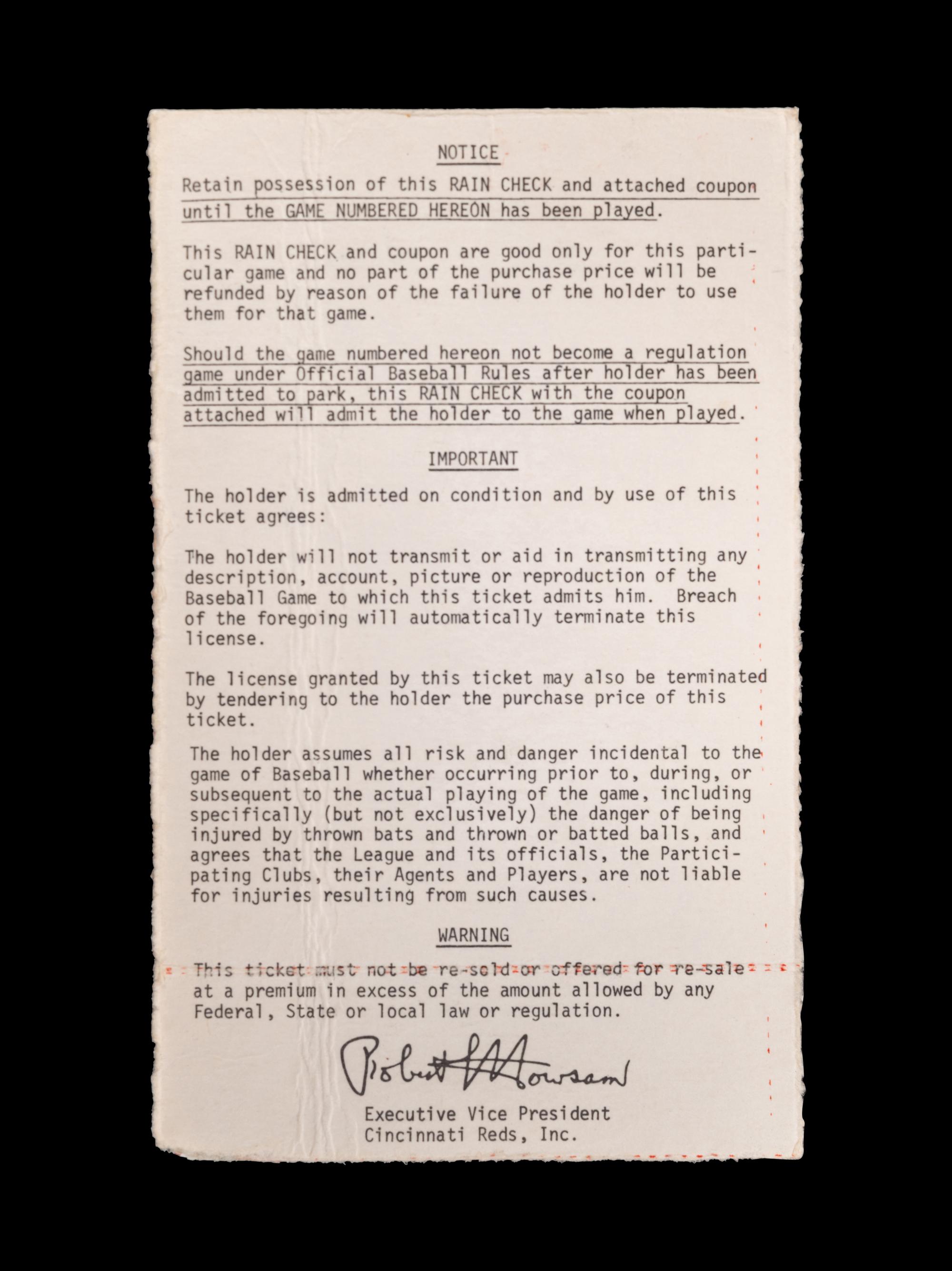 A Group of Significant 1972 Tickets From the Final Games of Roberto Clemente,
