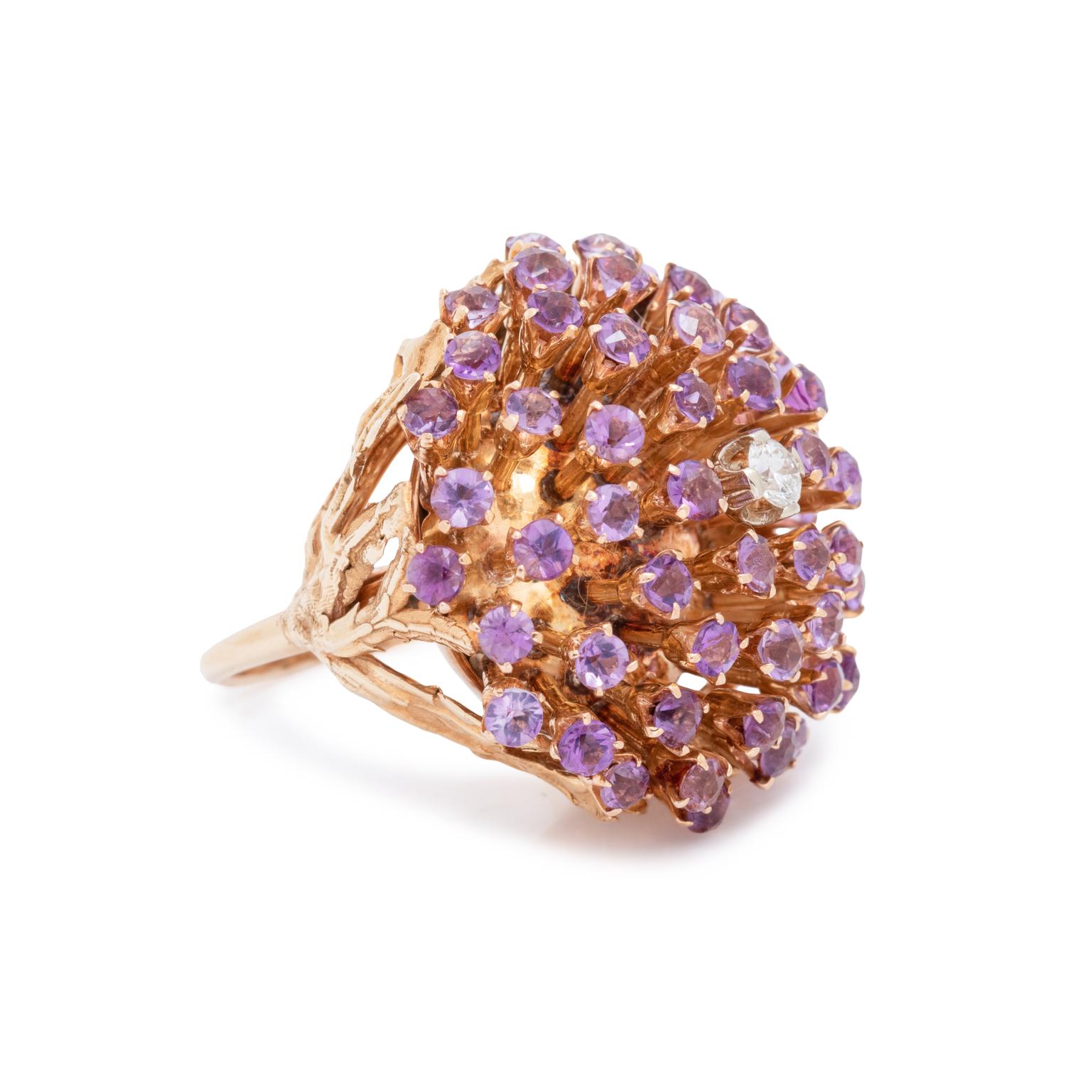 DIAMOND AND AMETHYST RING