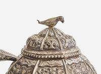 A Middle Eastern seven-piece silver tea service, probably 20th century