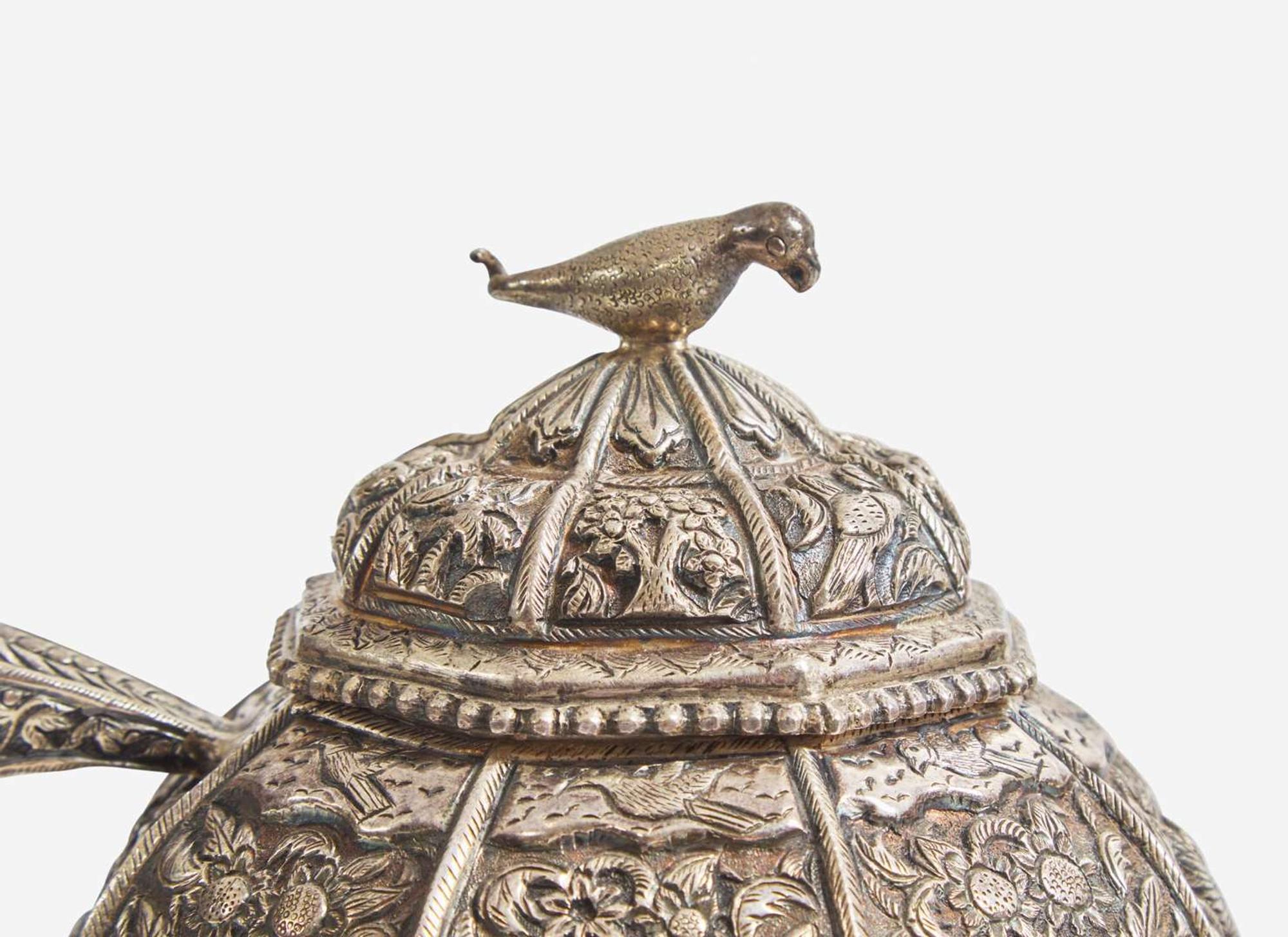 A Middle Eastern seven-piece silver tea service, probably 20th century