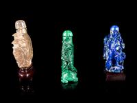 Three Chinese Hardstone Snuff Bottles