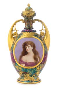 A Royal Vienna Porcelain Urn Height 20 inches.