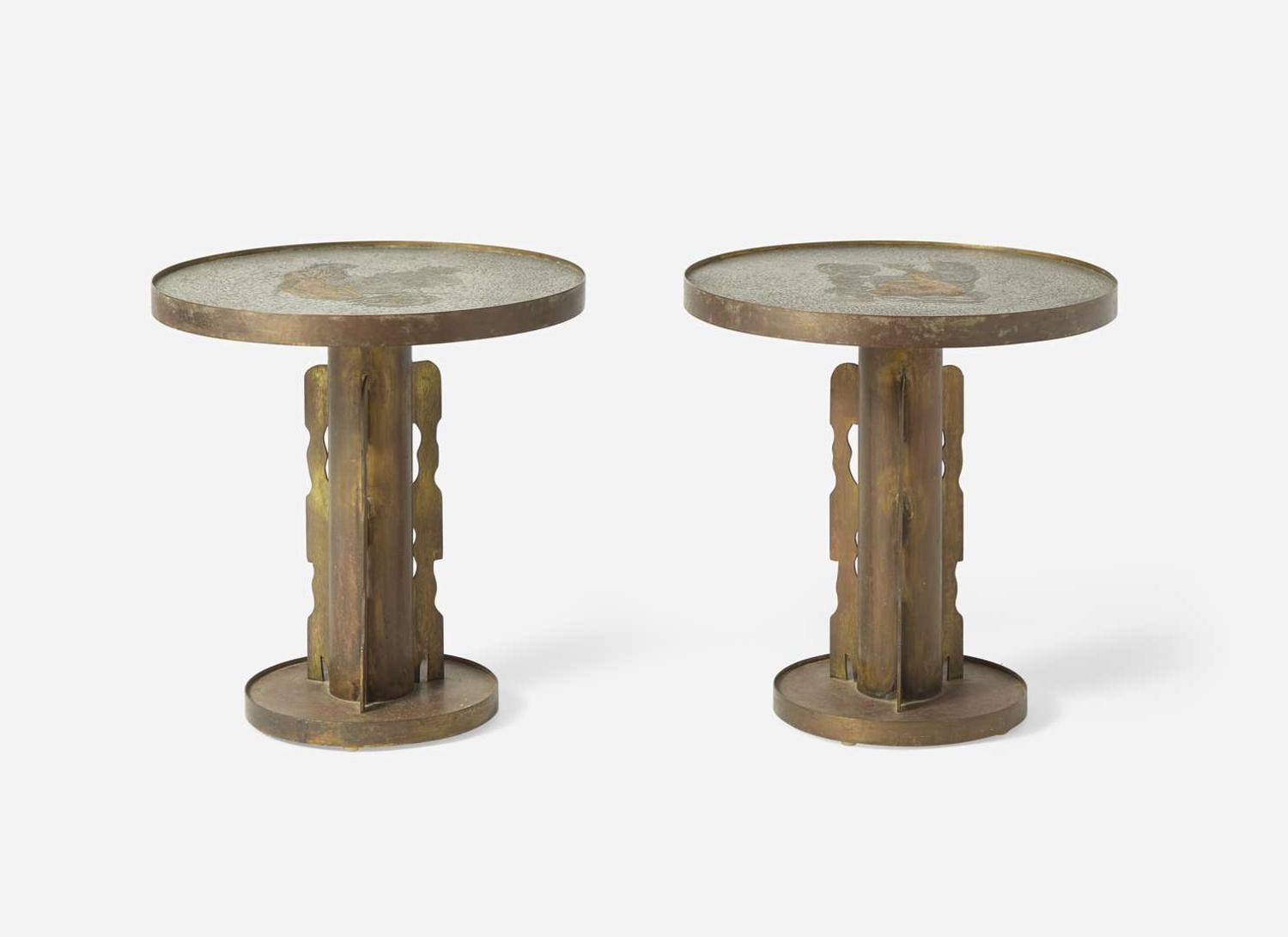 Philip and Kelvin LaVerne, Pair of "Etruscan" Occasional Tables