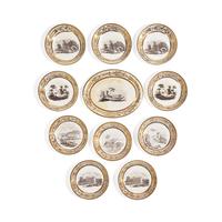 A Spode Gilt and Bat-Printed Bone China Tea Service