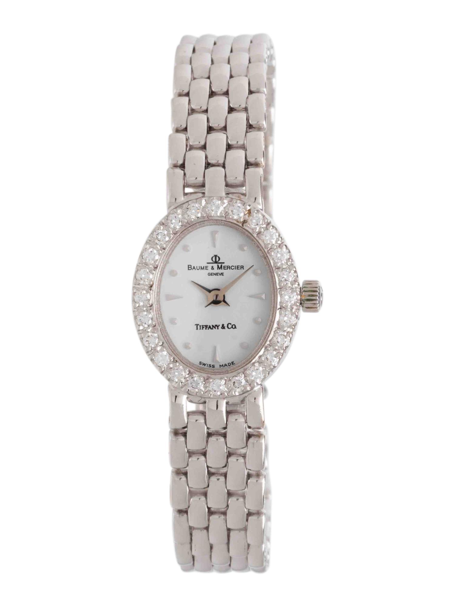 BAUME & MERCIER FOR TIFFANY & CO., 14K WHITE GOLD AND DIAMOND WATCH