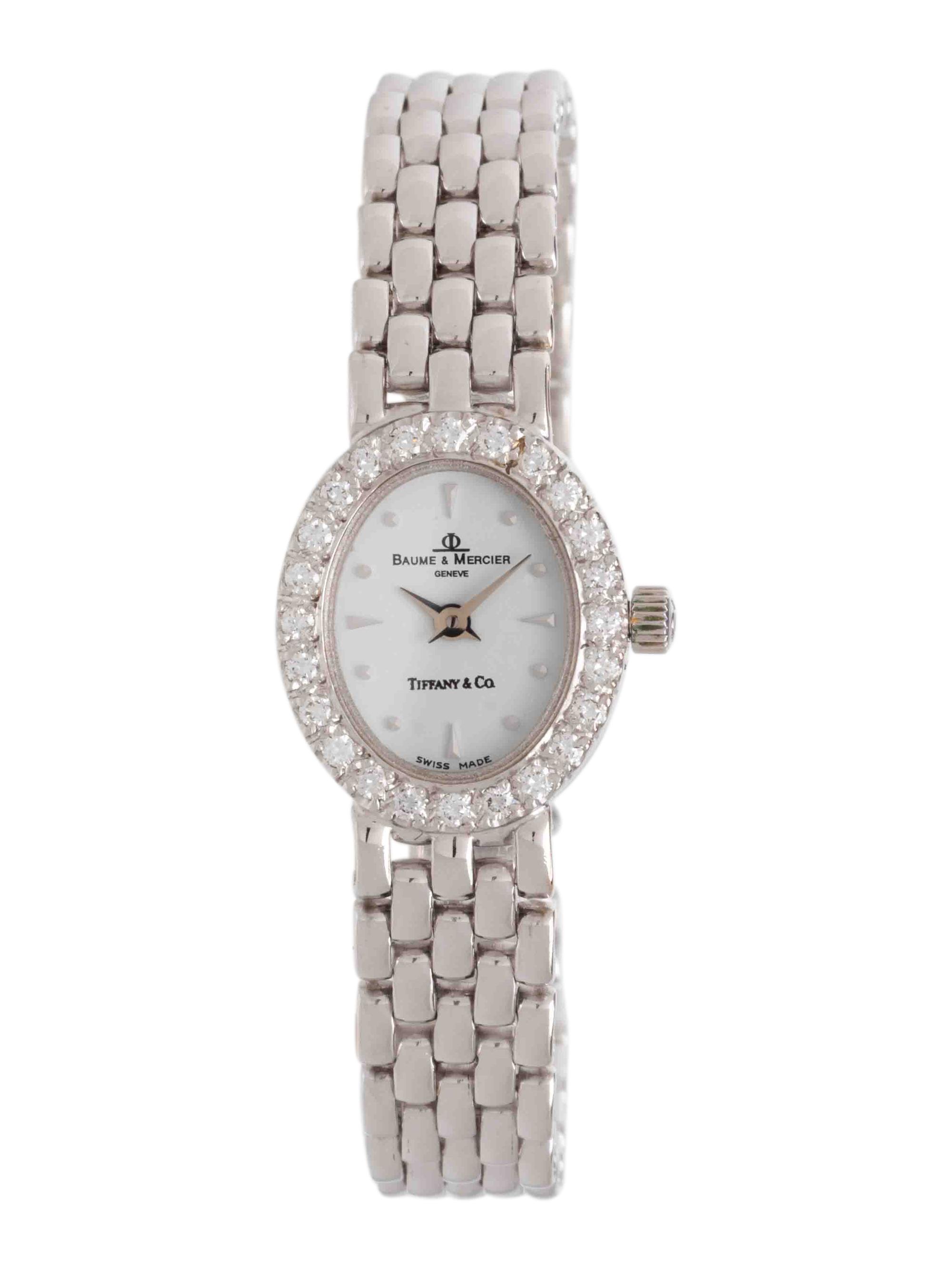 BAUME & MERCIER FOR TIFFANY & CO., 14K WHITE GOLD AND DIAMOND WATCH