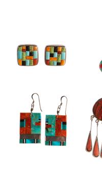 Group of Pueblo and Zuni Inlaid Earrings