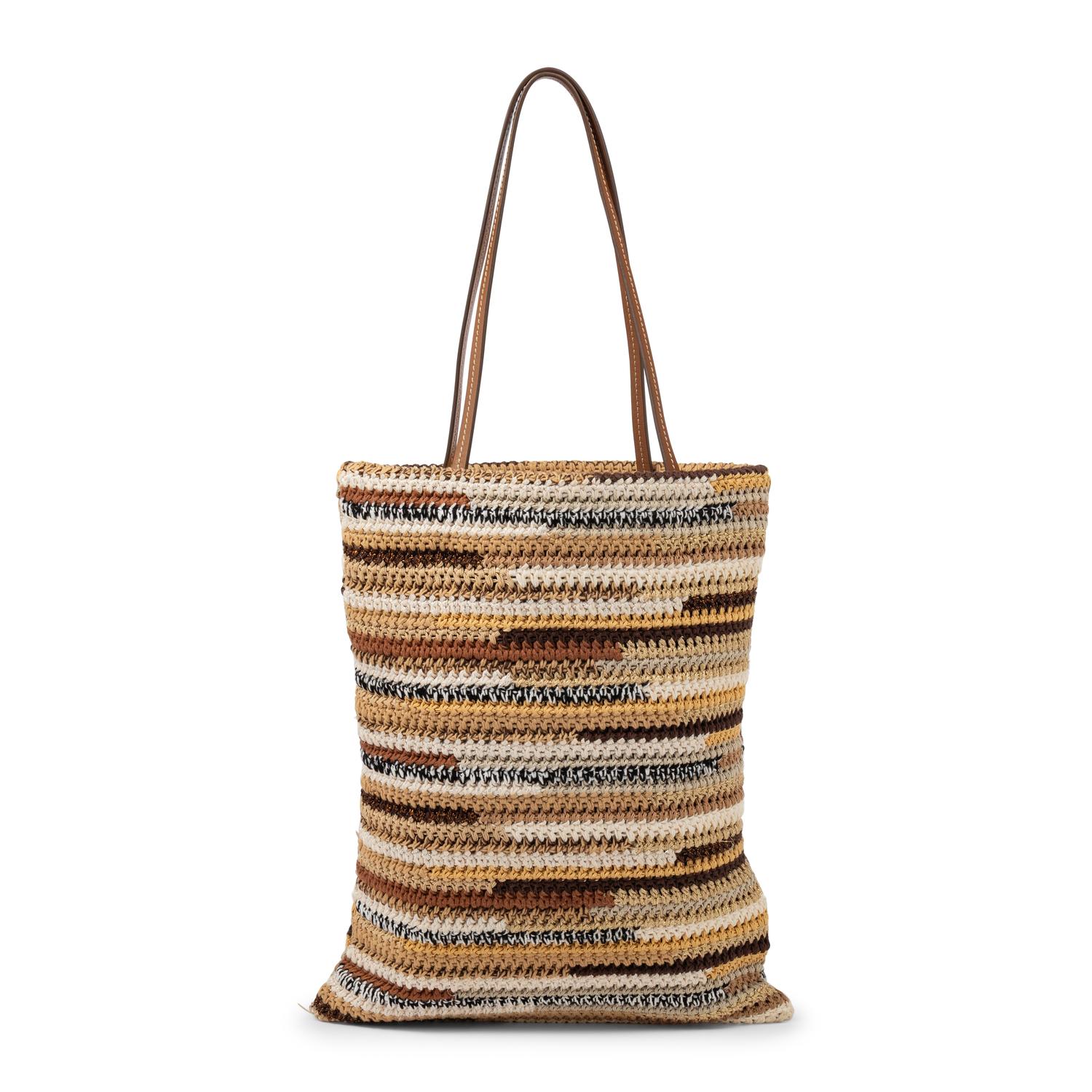 MIU MIU, STRIPED CROCHETED TOTE BAG