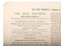 [CIVIL WAR]. Two issues of The Zion Trumpet , published by the Rev. Eli George Biddle (1846-1940), veteran of the 54th Massachusetts Infantry regiment.