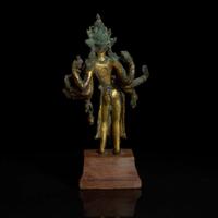A Nepalese gilt copper alloy figure of Amoghapasha 尼泊尔六臂观音鎏金铜合金造像 12th century or later ???????