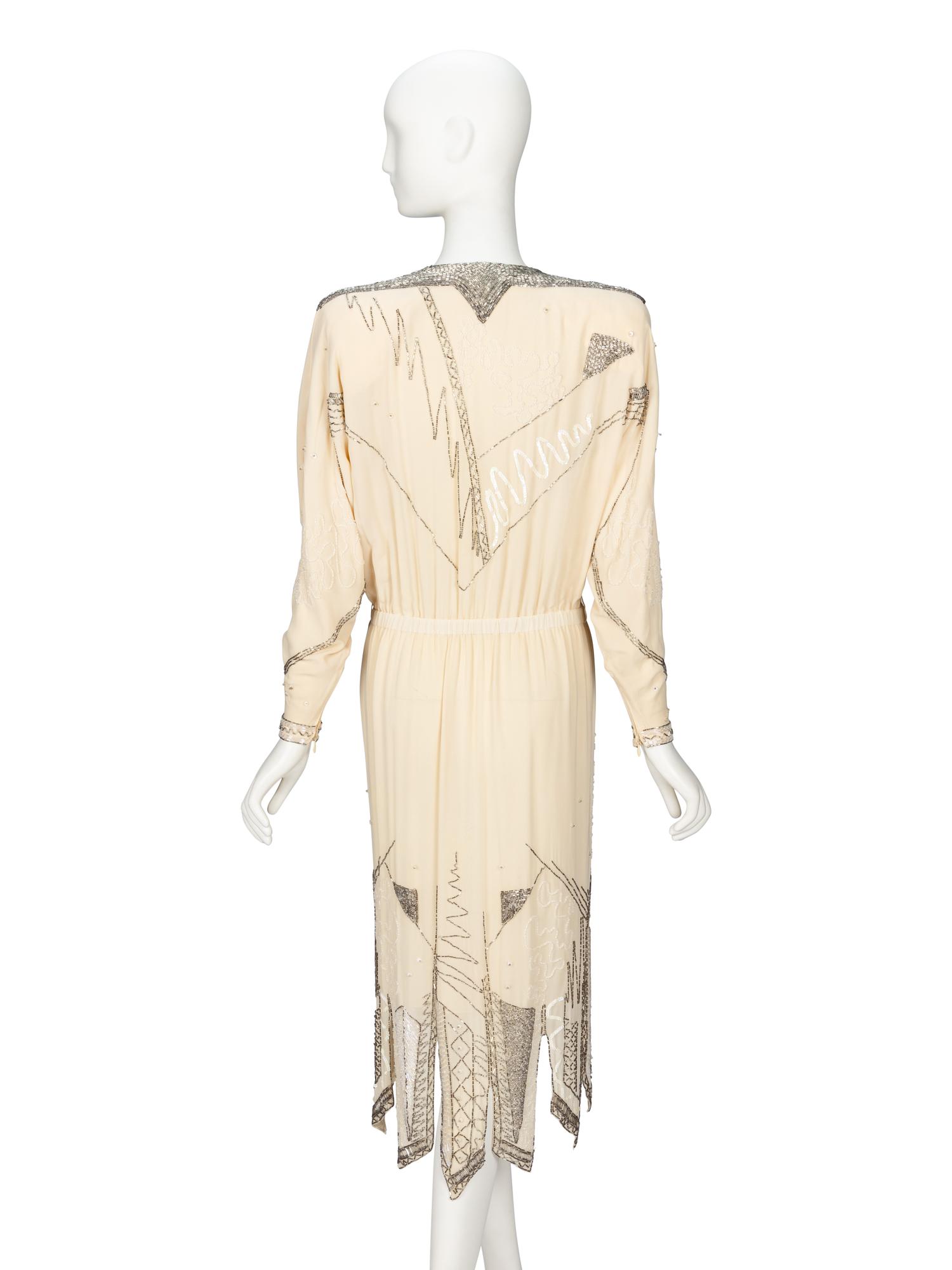 Fabrice, Beaded Cream Cocktail Dress