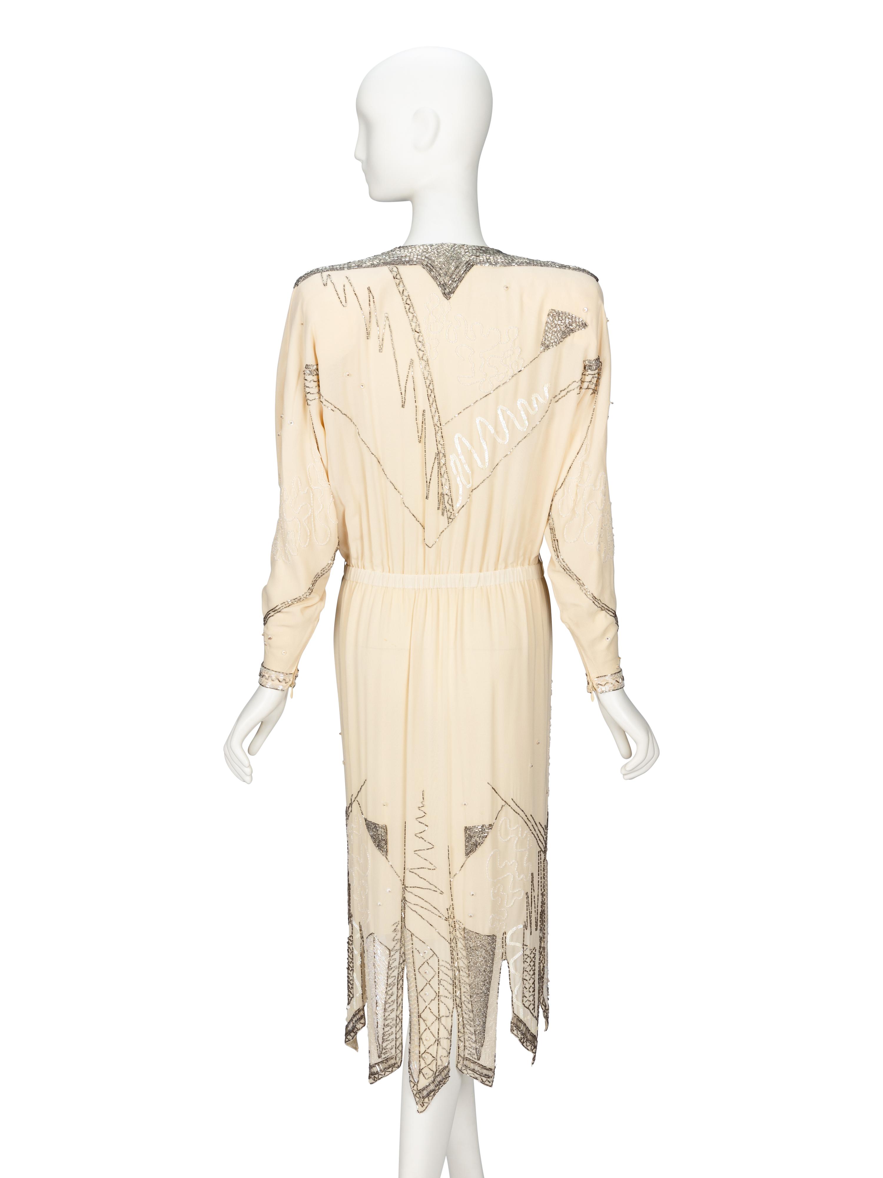 Fabrice, Beaded Cream Cocktail Dress