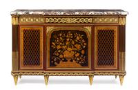 A Louis XVI Style Gilt Bronze Mounted Marquetry Console Height 45 x width 69 x depth 20 1/2 inches. — PARIS, CIRCA 1900